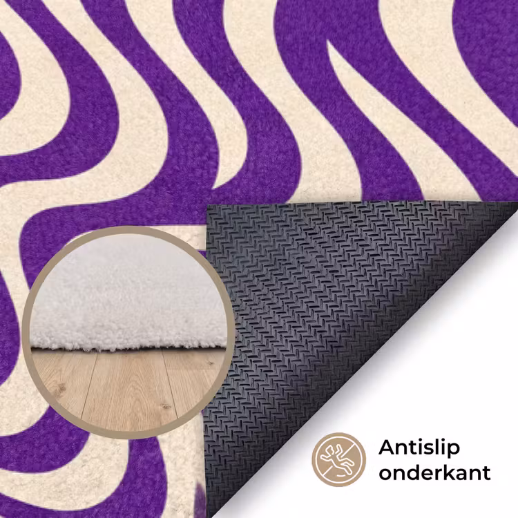 Vloerkleed - Abstract - Golven - Optisch - Modern - Paars — 4