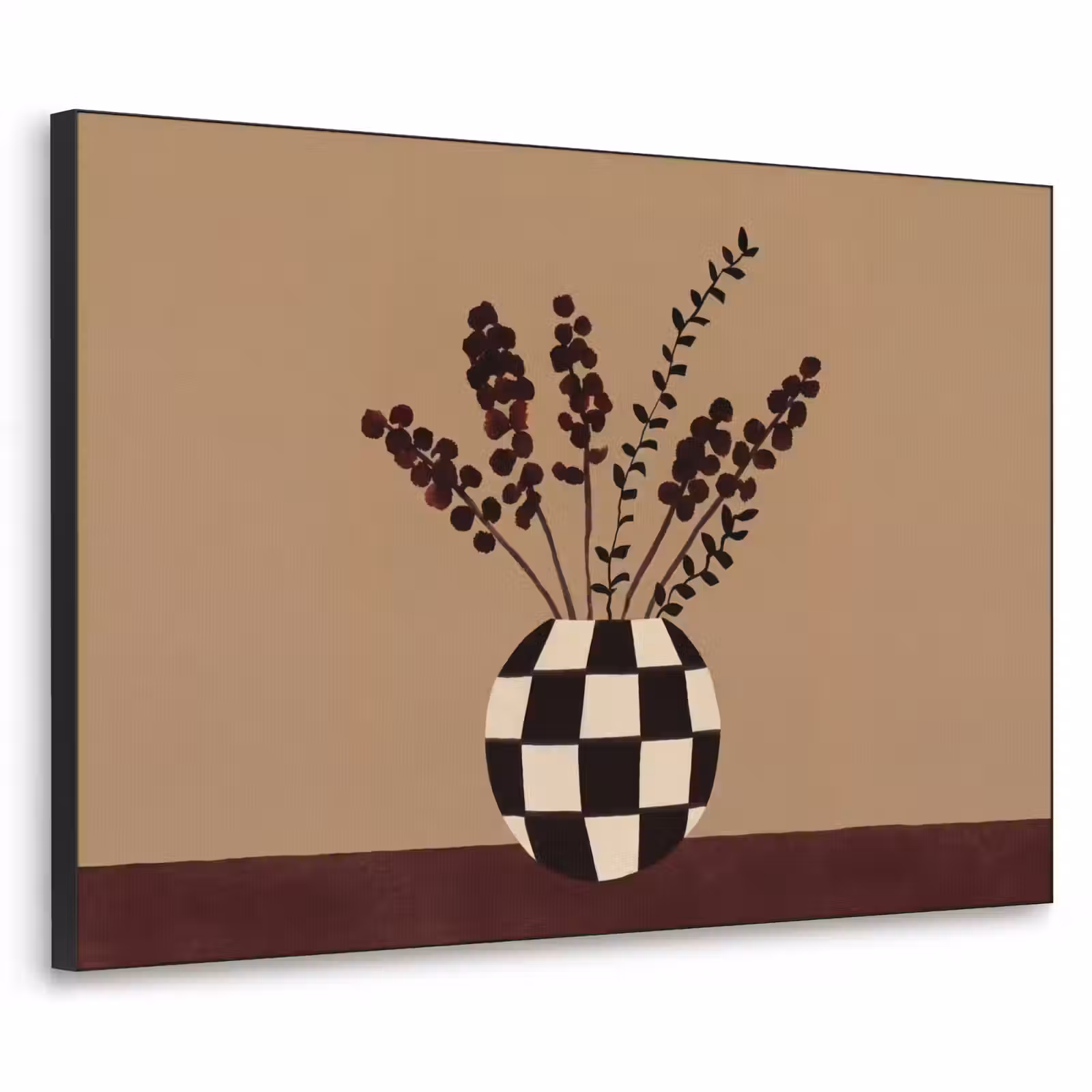 Art frame - Minimalistisch - Vaas - Bloemen - Bruin — 1