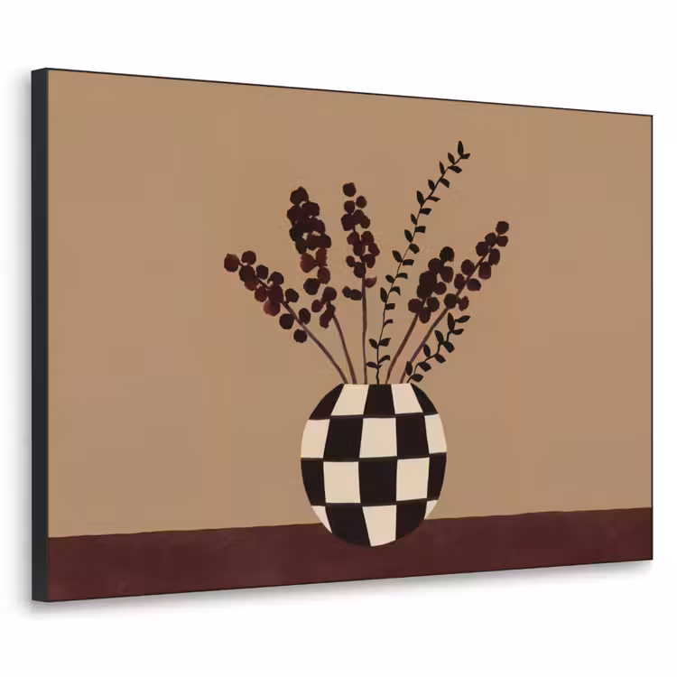 Art frame - Minimalistisch - Vaas - Bloemen - Bruin — 1