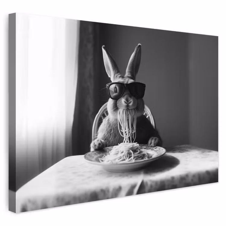 Buiten canvas - Konijn - Bunny - Zonnebril - Tafelkleed - Pasta - Schattig — 1