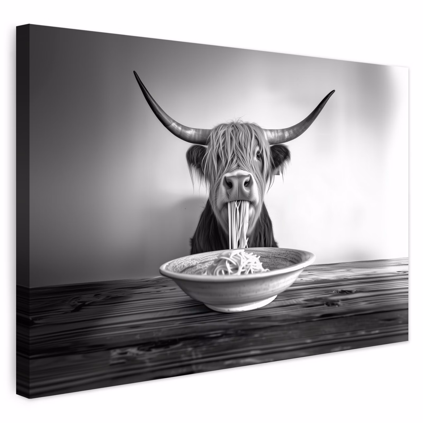 Buiten canvas - Schotse Hooglander - Spaghetti - Dieren - Zwart wit — 1