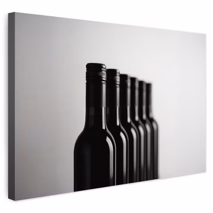 Buiten canvas - Wijnflessen - Zwart - Minimalistisch — 1
