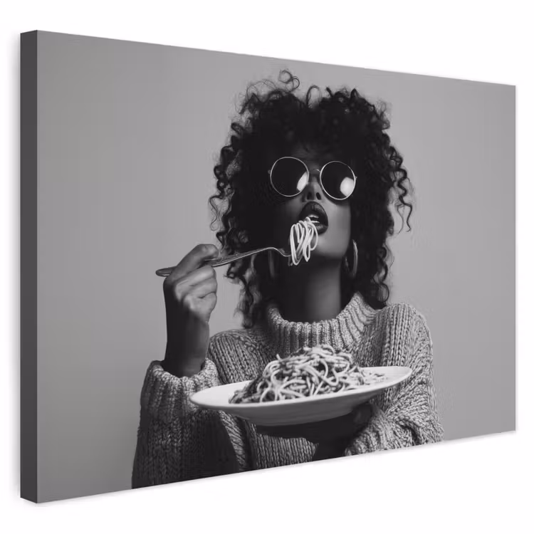 Buiten canvas - Vrouw - Pasta - Zwart - Wit — 1