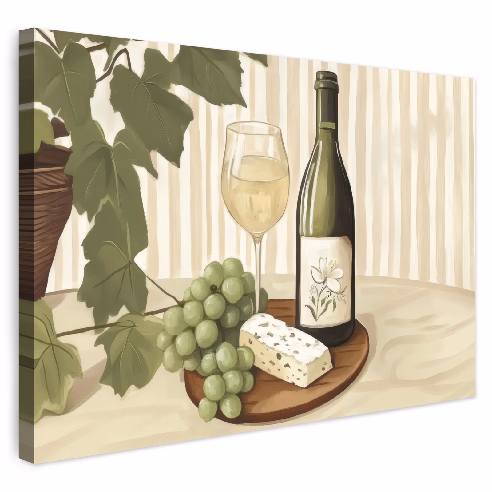 Buiten canvas - Wijn - Druiven - Kaas - Bladeren — 1