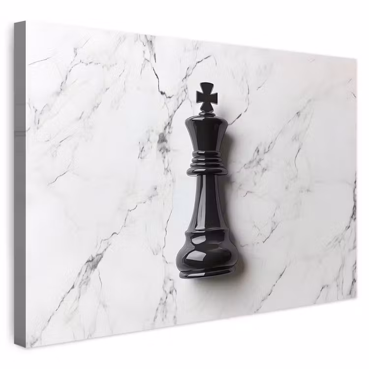 Buiten canvas - Schaakstuk - Koning - Zwart - Marmer — 1