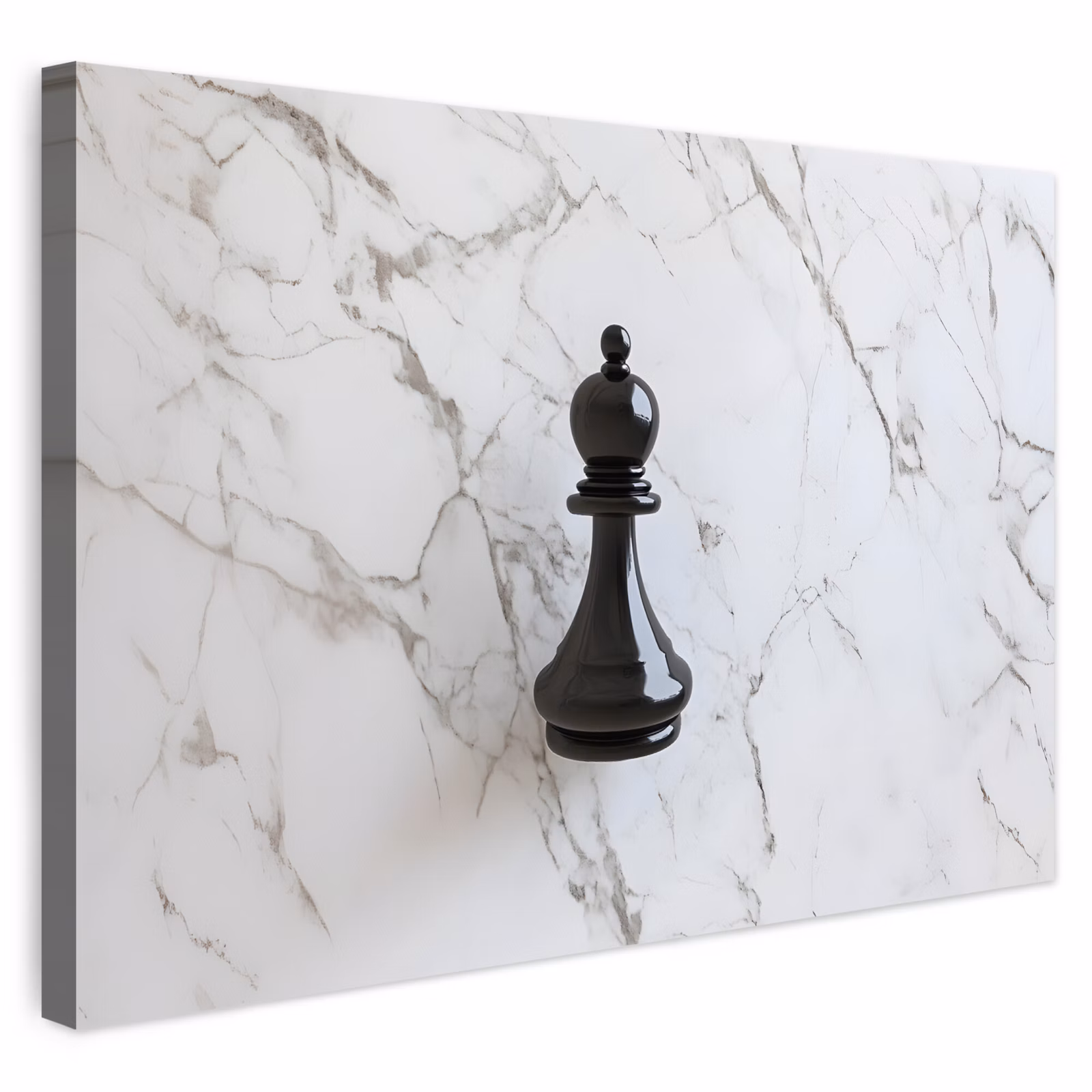 Buiten canvas - Schaakstuk - Loper - Zwart - Marmer — 1