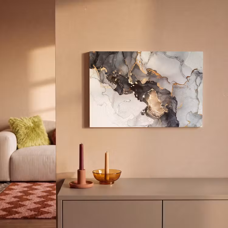 Canvas schilderij - Marmer - Goud - Abstract - Zwart Wit - Luxe — 2