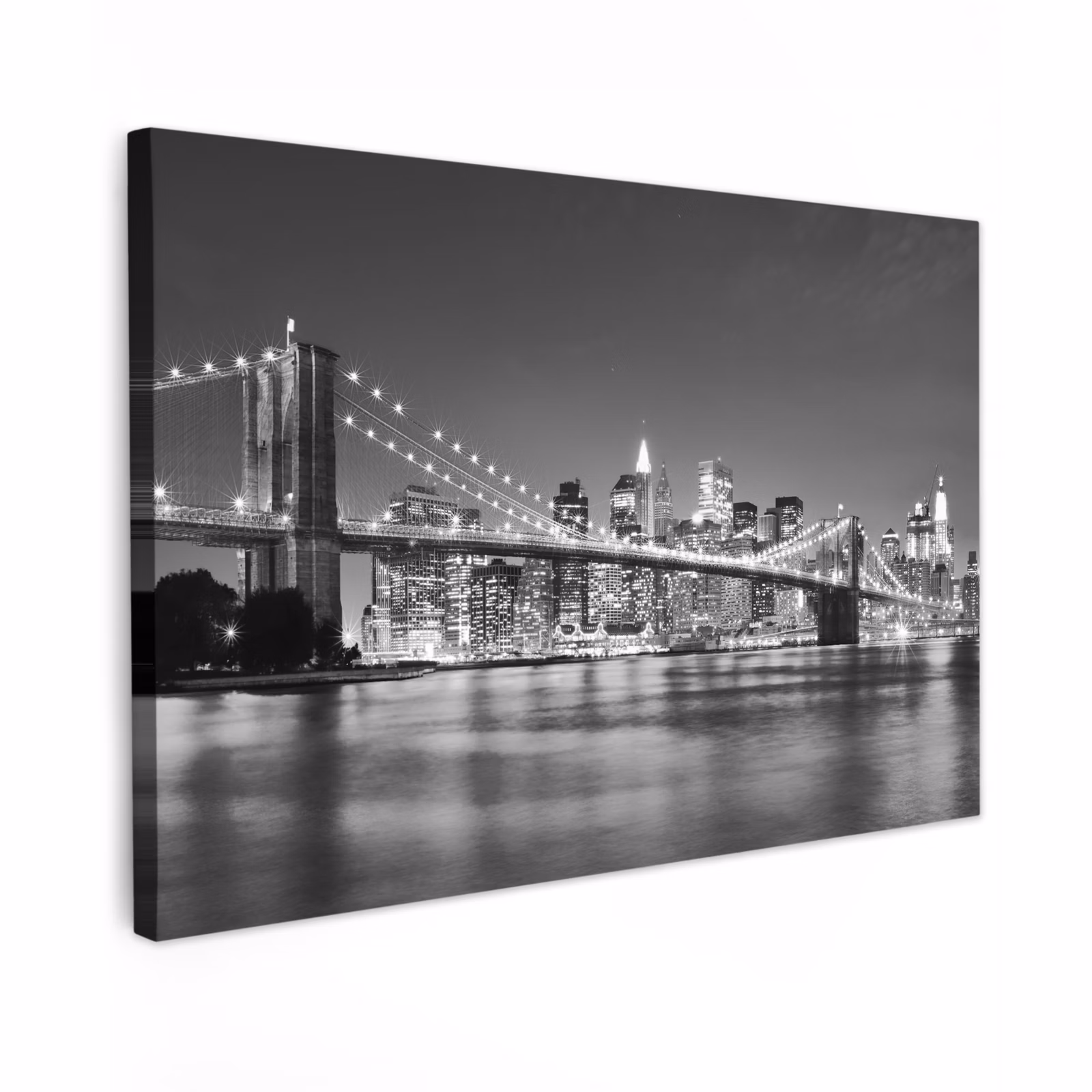 Canvas schilderij - New York - Brug - Brooklyn - Zwart wit - Architectuur — 1
