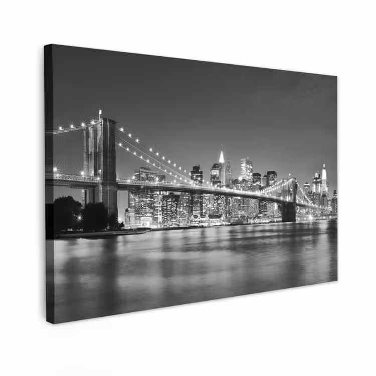 Canvas schilderij - New York - Brug - Brooklyn - Zwart wit - Architectuur — 1