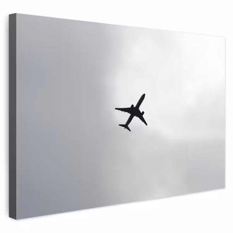 Buiten canvas - Minimalistisch - Silhouet - Zwart - Vliegtuig — 1