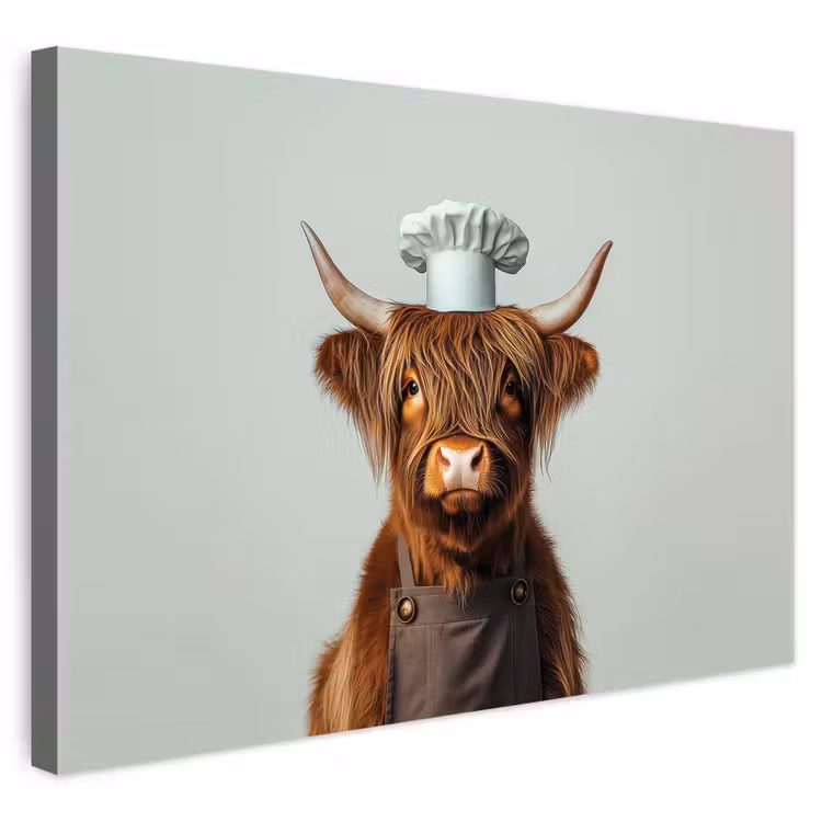 Buiten canvas - Schotse Hooglander - Bruin - Hoorns - Kokskleding — 1