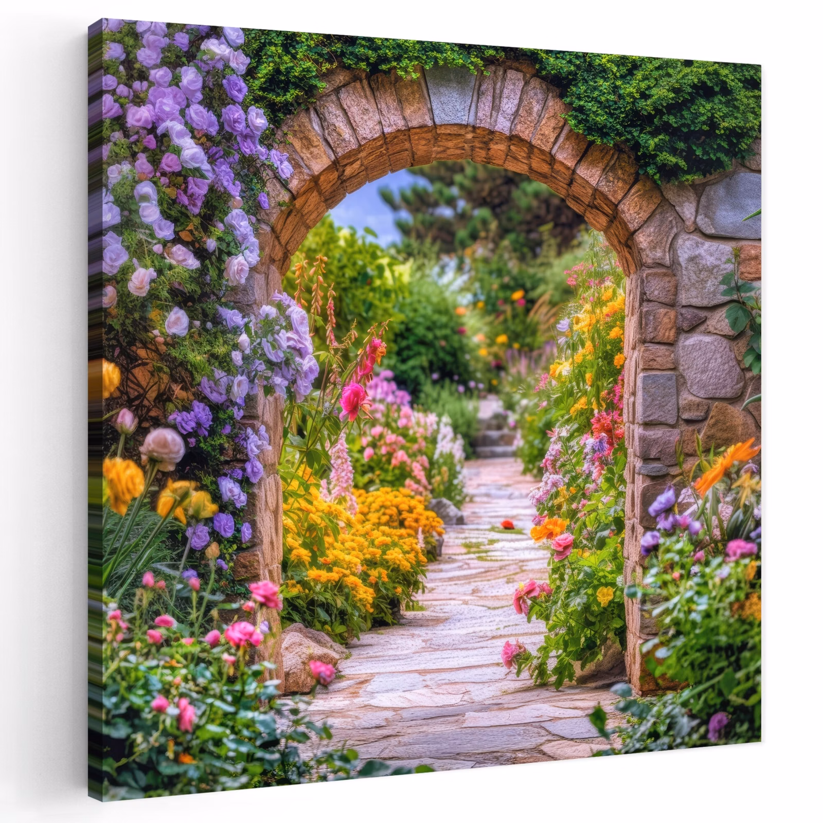 Buiten canvas - Doorkijk - Bloemen - Pad - Natuur — 1