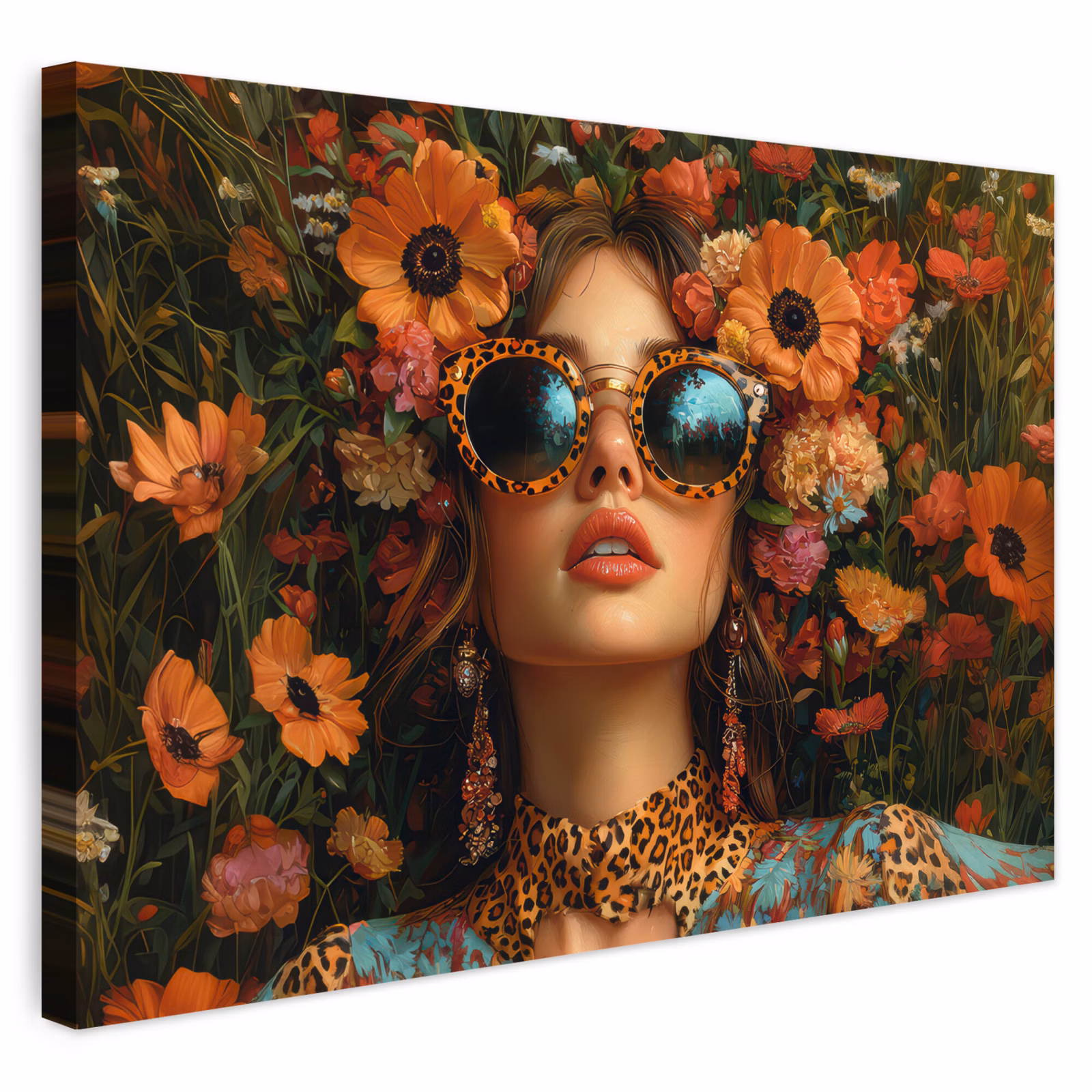 Buiten canvas - Vrouwen - Bloemen - Modern - Bril - Abstract — 1