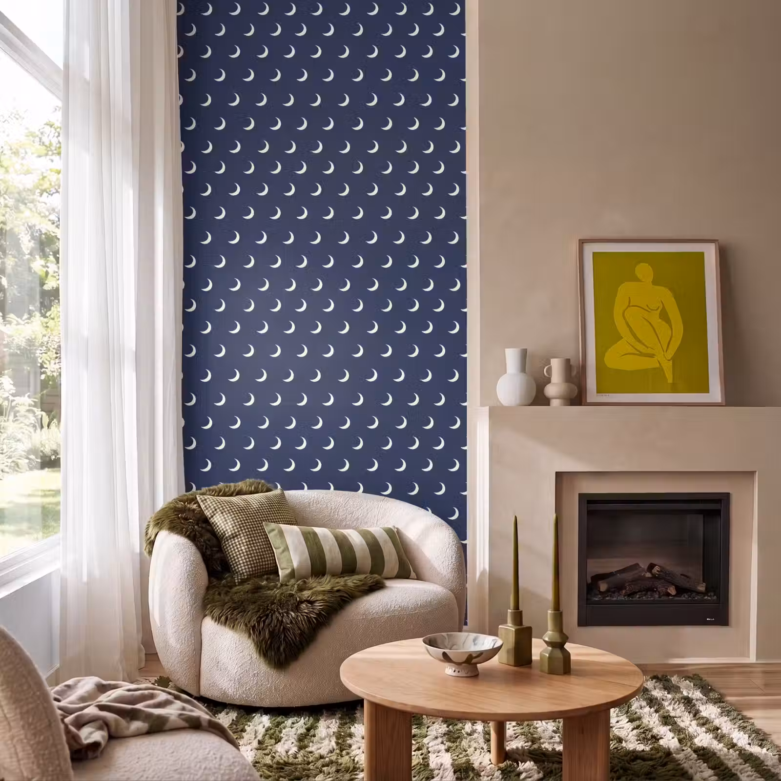Behang - Patroon - Manen - Blauw — 1