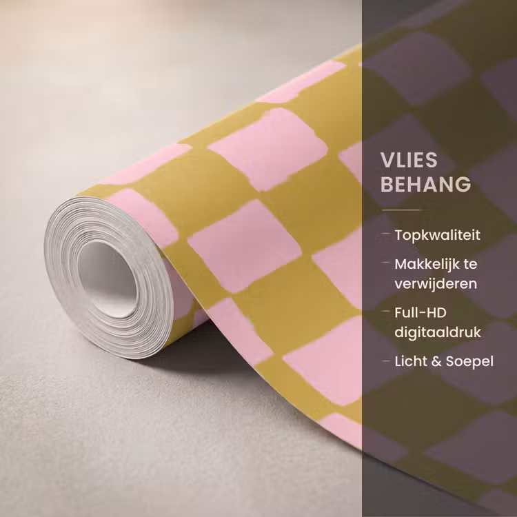 Behang - Patroon - Vierkant - Roze — 3