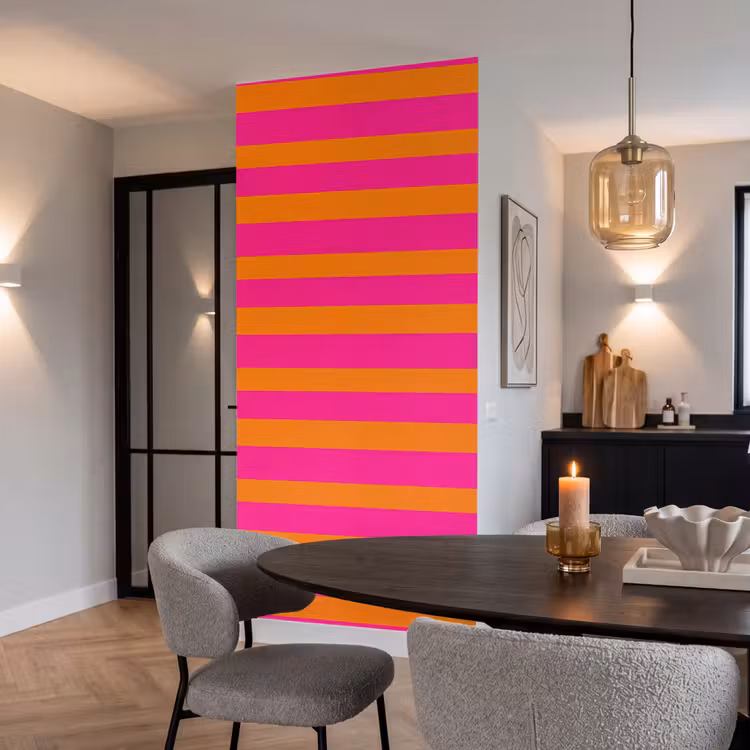 Behang - Strepen - Horizontaal - Roze — 5