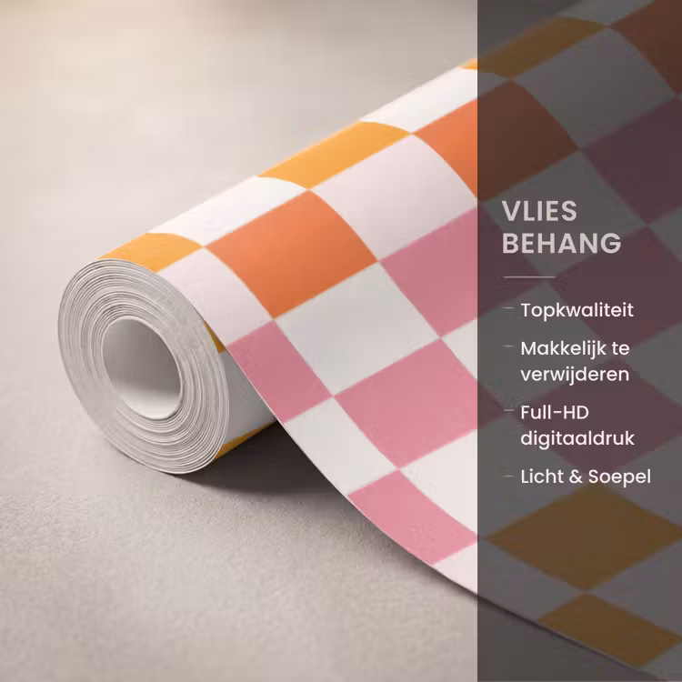 Behang - Vierkant - Patroon - Oranje — 3