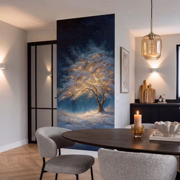 Behang - Levensboom - Nacht - Donker - Blauw — 5