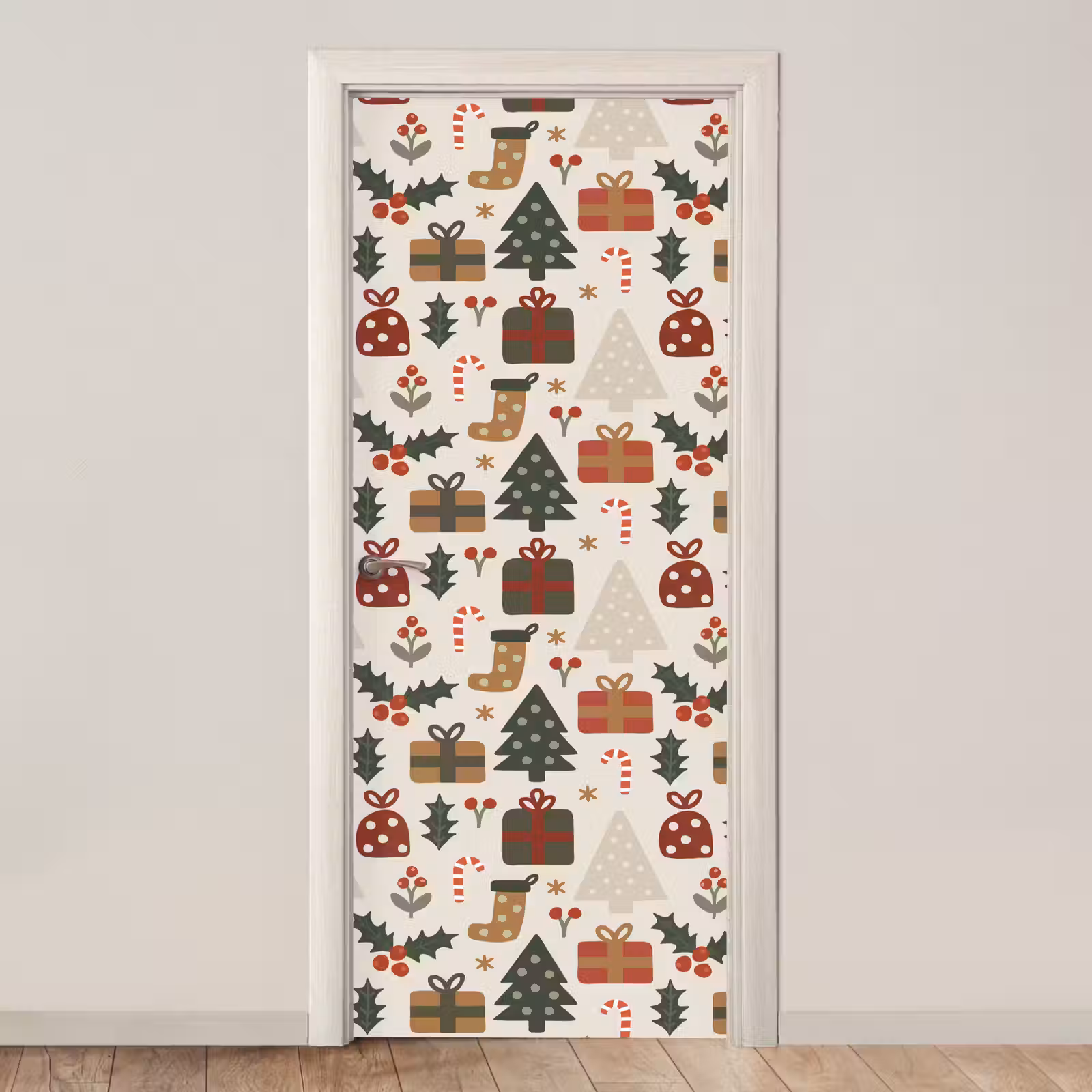 Deursticker - Illustratie - Kerstfiguren - Beige — 1