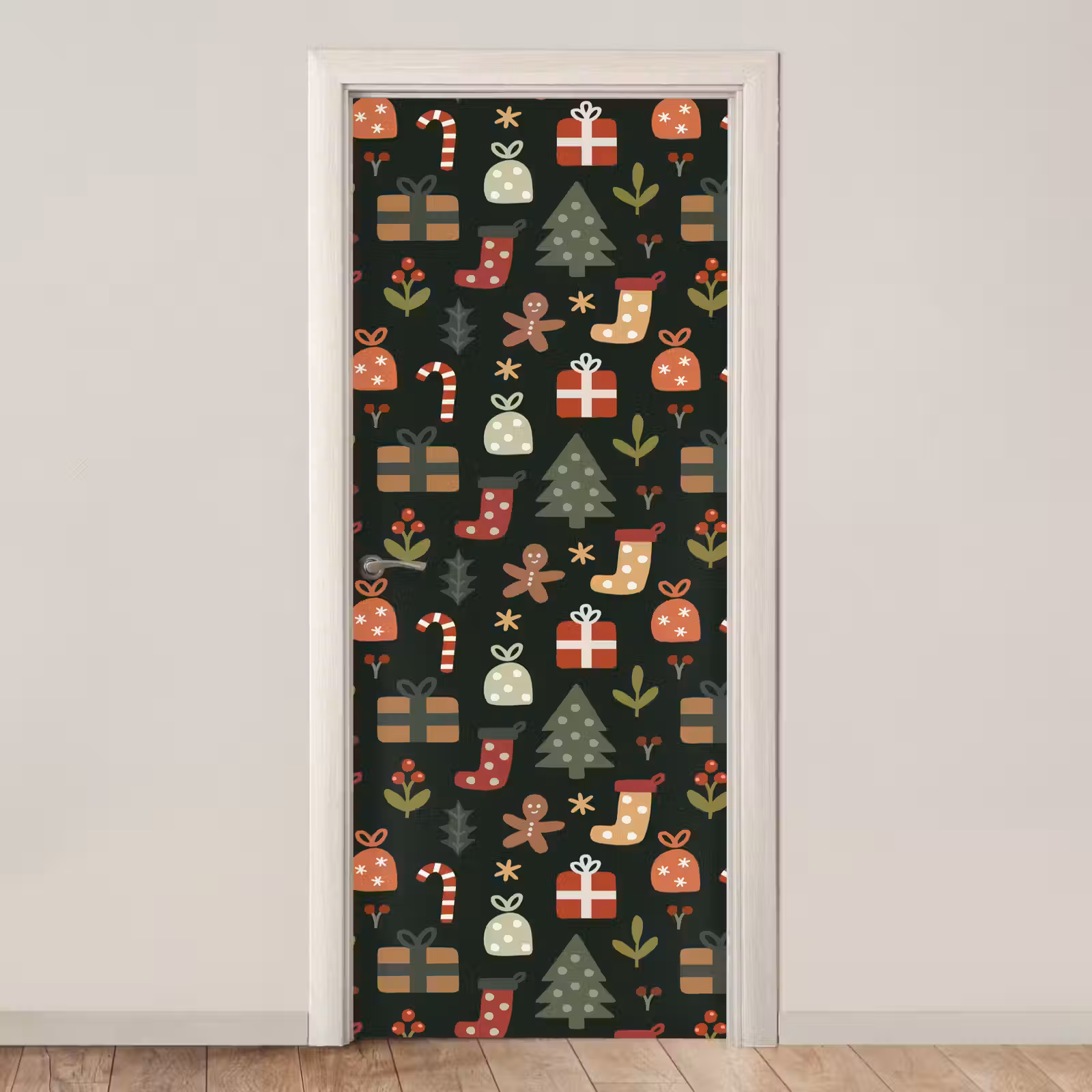 Deursticker - Illustratie - Kerstfiguren - Groen — 1