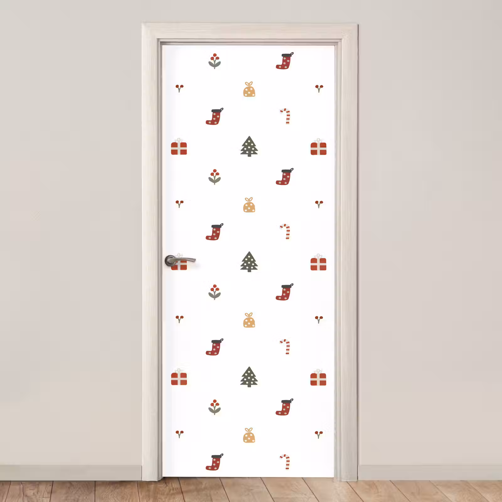 Deursticker - Illustratie - Kerstsymbolen - Wit — 1