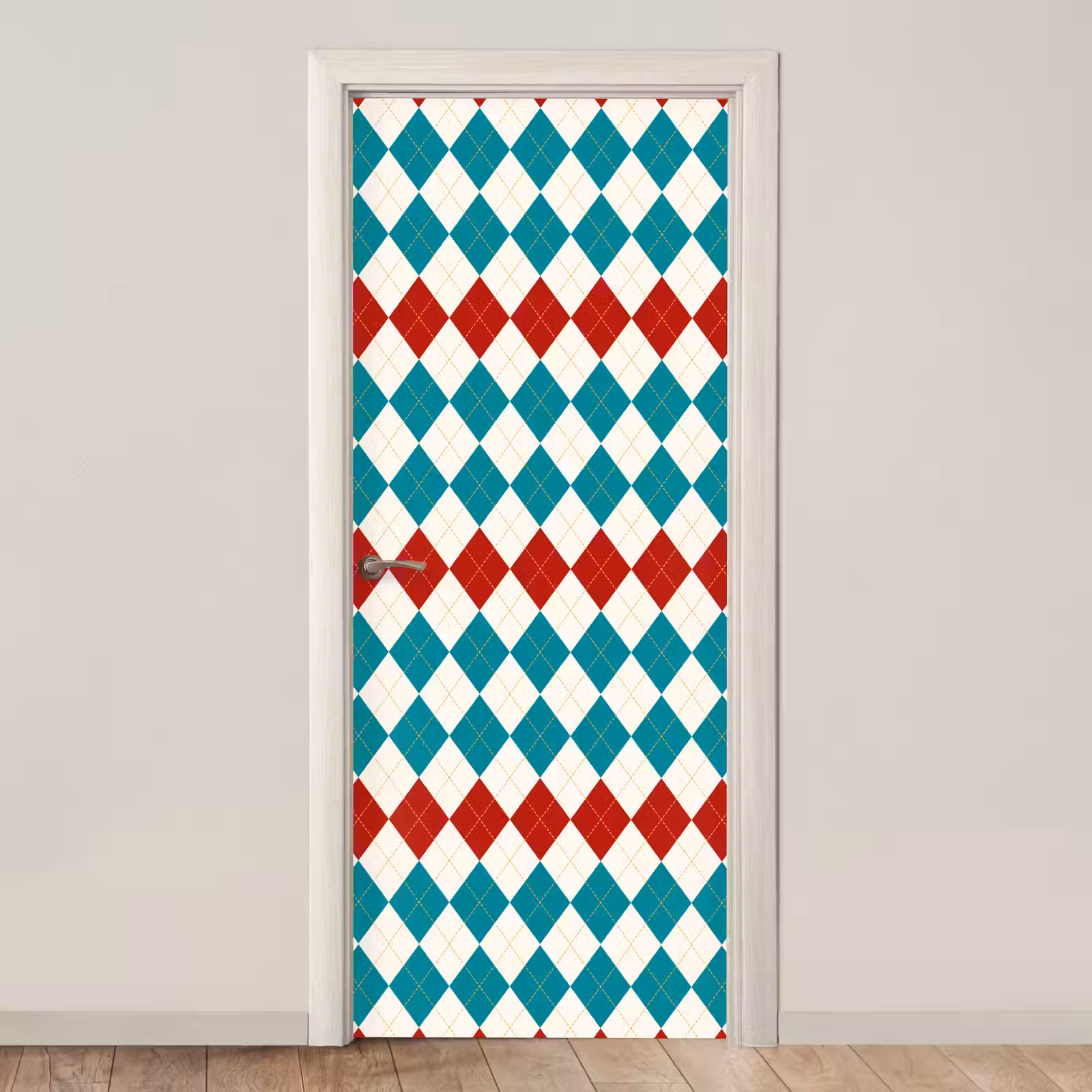 Deursticker - Illustratie - Ruiten - Rood - Groen — 1