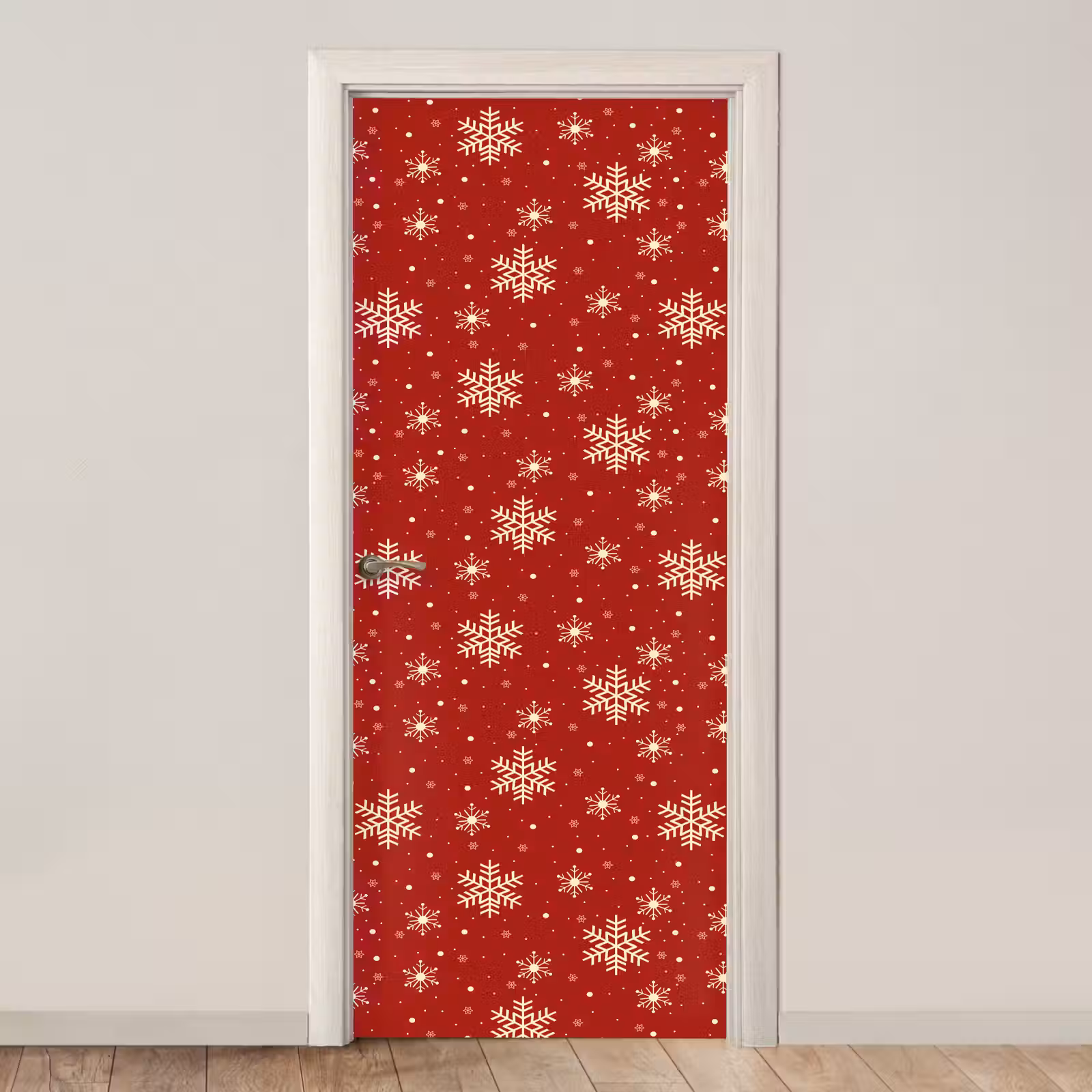 Deursticker - Illustratie - Sneeuwvlokken - Rood — 1