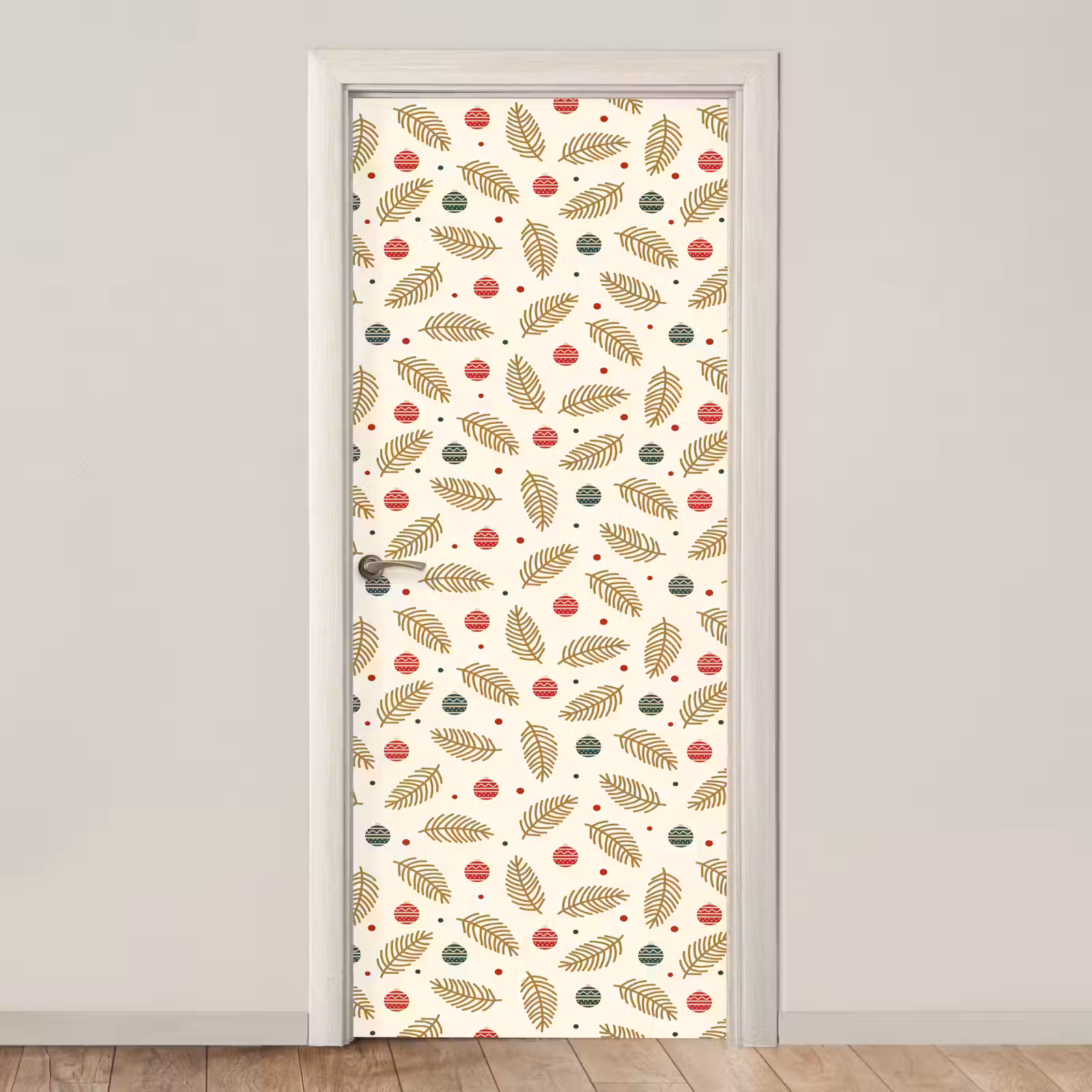 Deursticker - Patroon - Kerst - Symbolen - Beige — 1