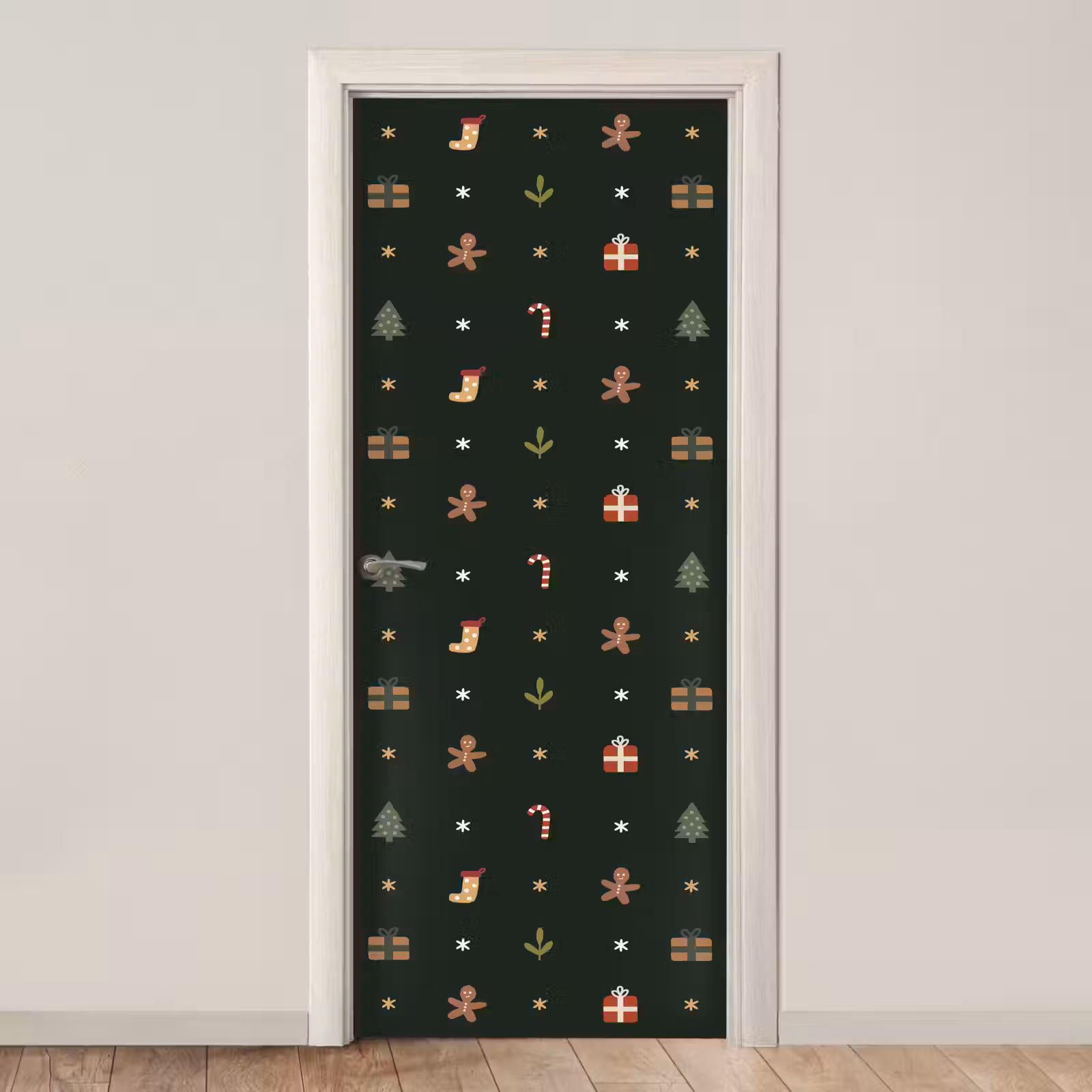 Deursticker - Patroon - Kerstsymbolen - Groen — 1