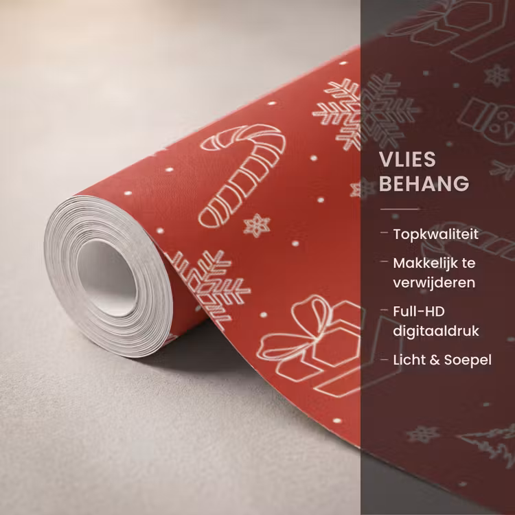 Behang - Illustratie - Kerstsymbolen - Rood — 3