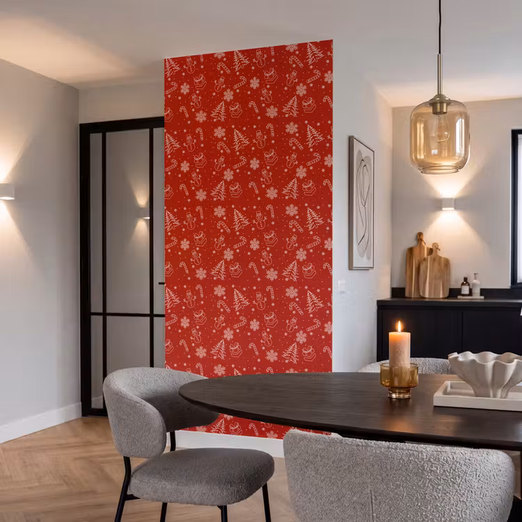 Behang - Illustratie - Kerstsymbolen - Rood — 5