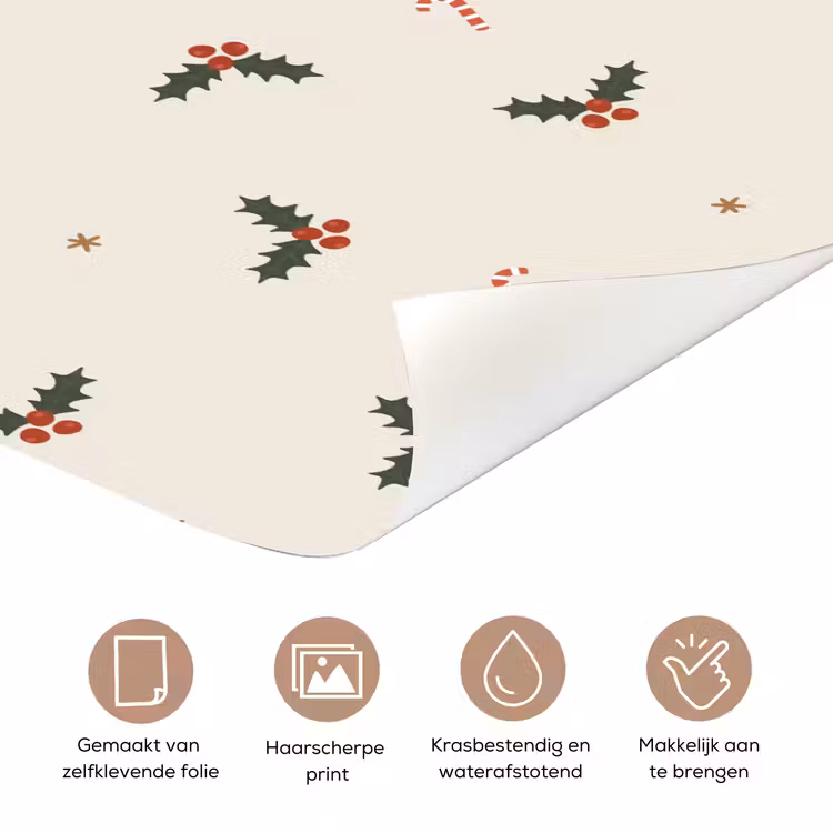 Deursticker - Illustratie - Hulsttakken - Zuurstokken - Beige — 3