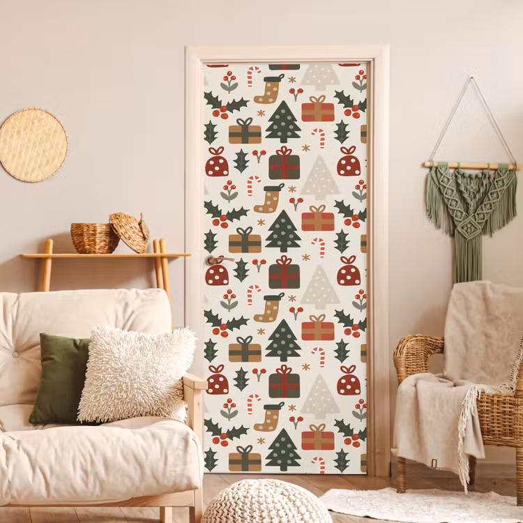 Deursticker - Illustratie - Kerstfiguren - Beige — 4