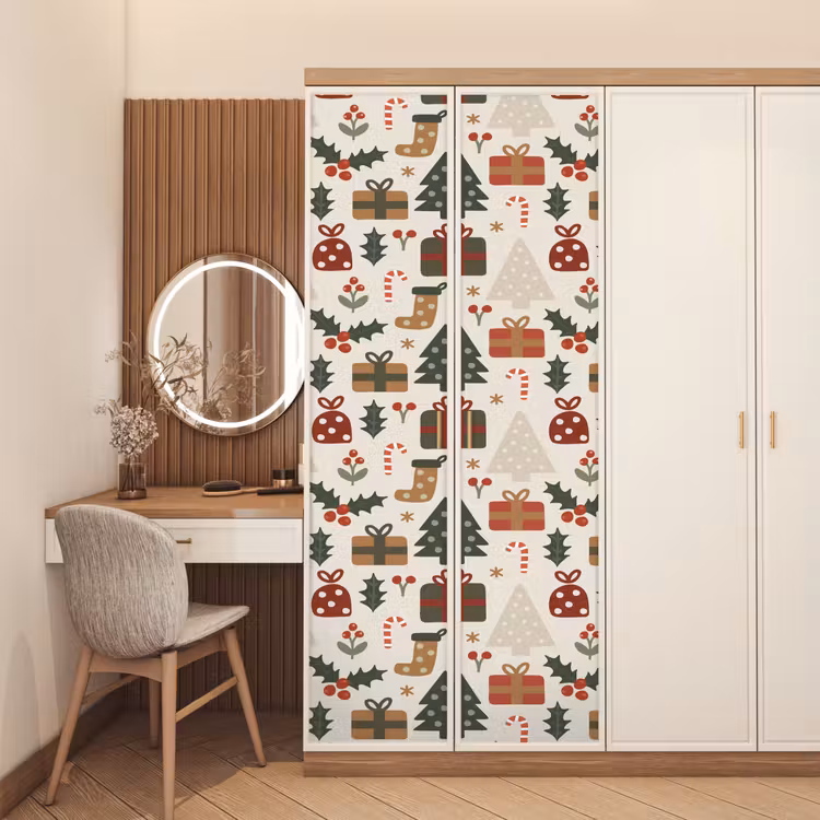 Deursticker - Illustratie - Kerstfiguren - Beige — 5