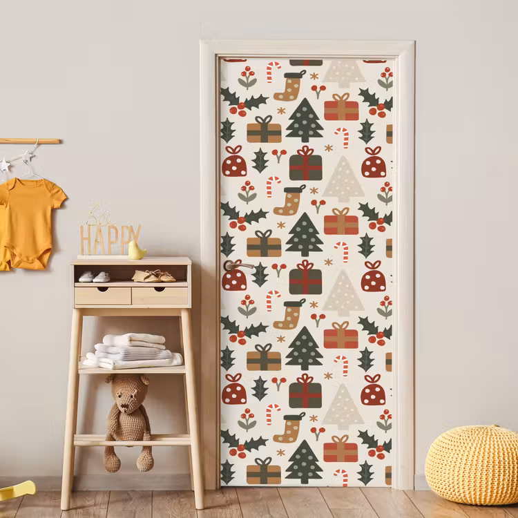 Deursticker - Illustratie - Kerstfiguren - Beige — 6