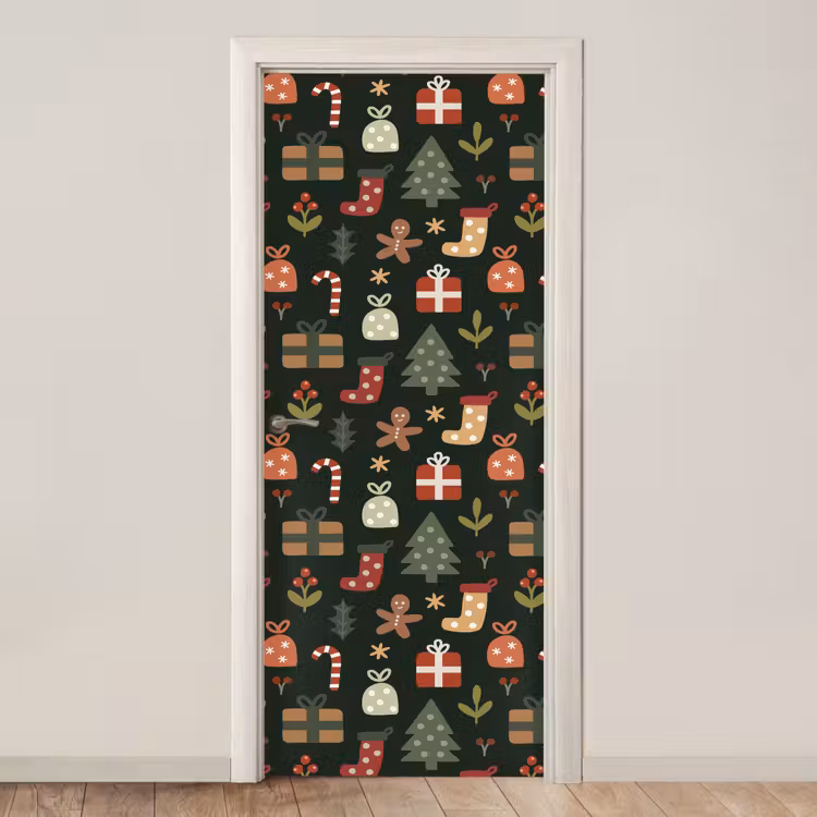 Deursticker - Illustratie - Kerstfiguren - Groen — 1
