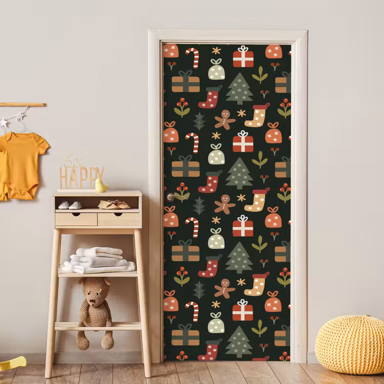 Deursticker - Illustratie - Kerstfiguren - Groen — 6