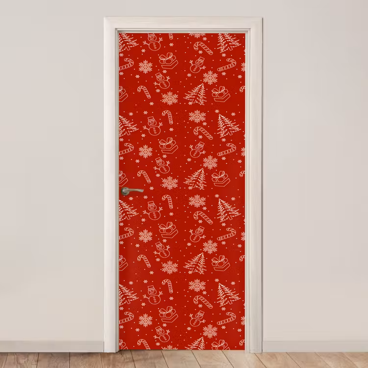 Deursticker - Illustratie - Kerstsymbolen - Rood — 1