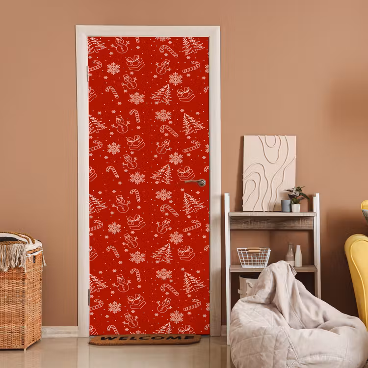 Deursticker - Illustratie - Kerstsymbolen - Rood — 2