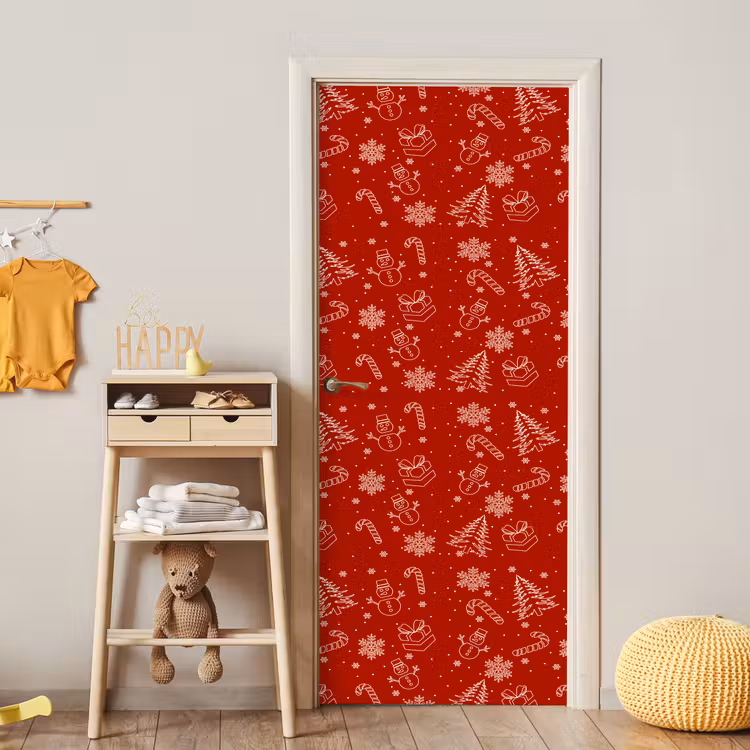 Deursticker - Illustratie - Kerstsymbolen - Rood — 6