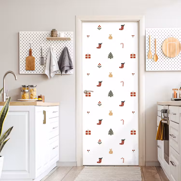 Deursticker - Illustratie - Kerstsymbolen - Wit — 7