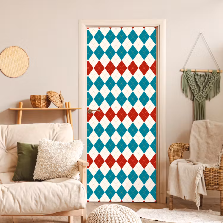 Deursticker - Illustratie - Ruiten - Rood - Groen — 4