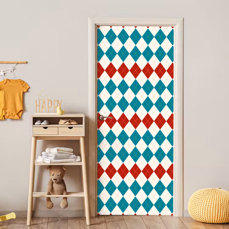 Deursticker - Illustratie - Ruiten - Rood - Groen — 6