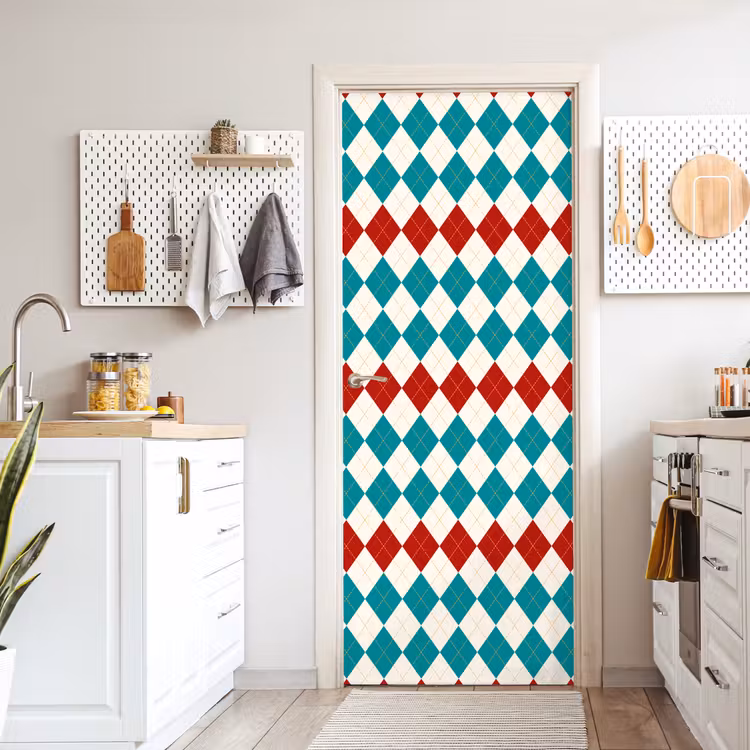 Deursticker - Illustratie - Ruiten - Rood - Groen — 7
