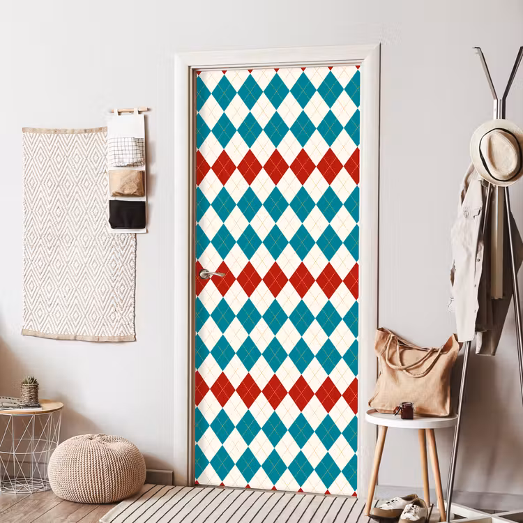 Deursticker - Illustratie - Ruiten - Rood - Groen — 8
