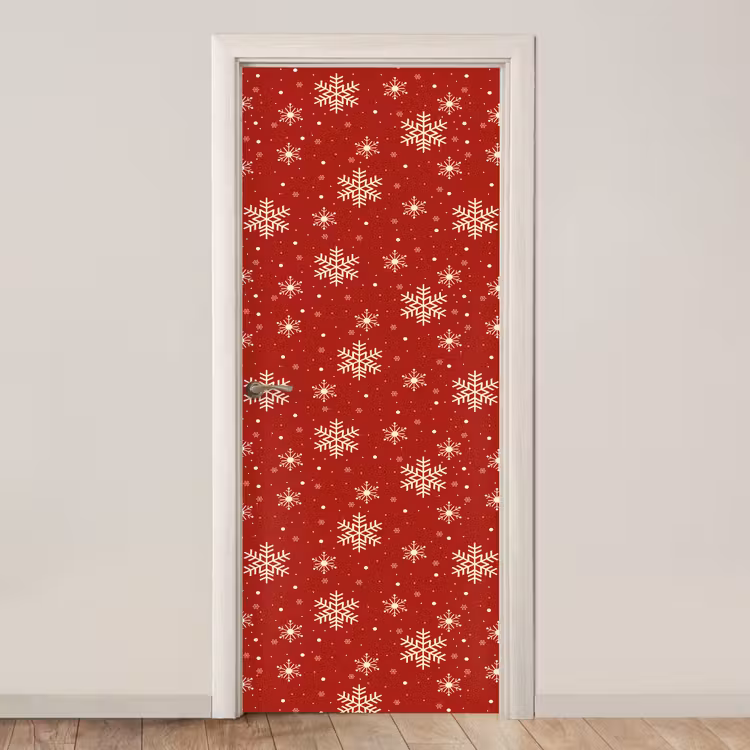 Deursticker - Illustratie - Sneeuwvlokken - Rood — 1