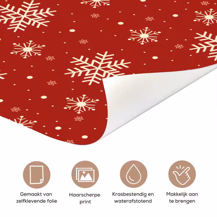 Deursticker - Illustratie - Sneeuwvlokken - Rood — 3