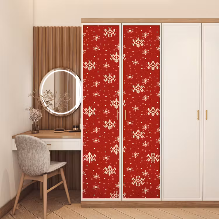 Deursticker - Illustratie - Sneeuwvlokken - Rood — 5