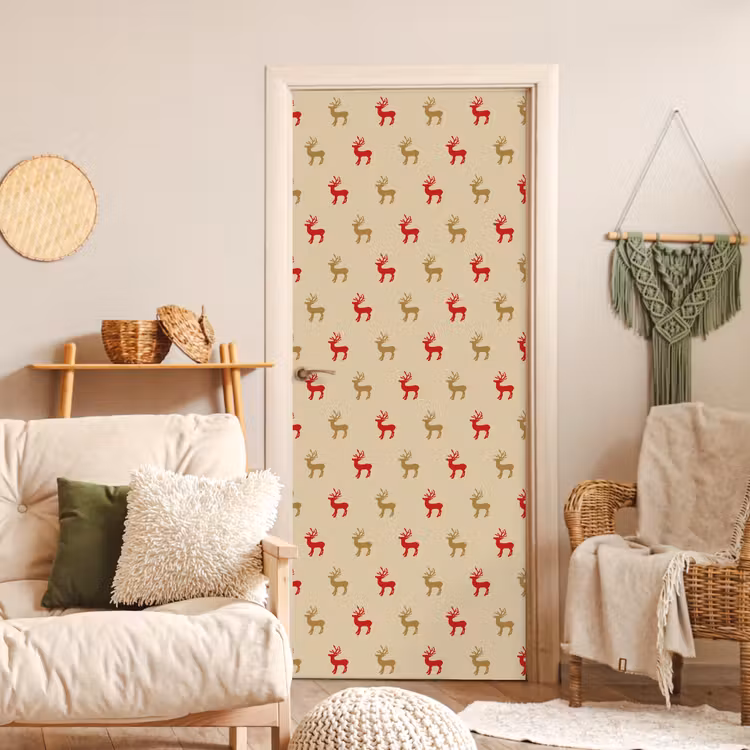 Deursticker - Patroon - Herten - Beige — 4