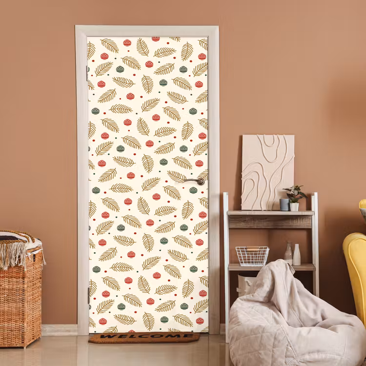 Deursticker - Patroon - Kerst - Symbolen - Beige — 2
